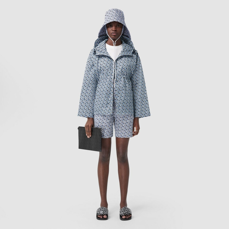 Embossed Monogram Leather Zip Pouch 7