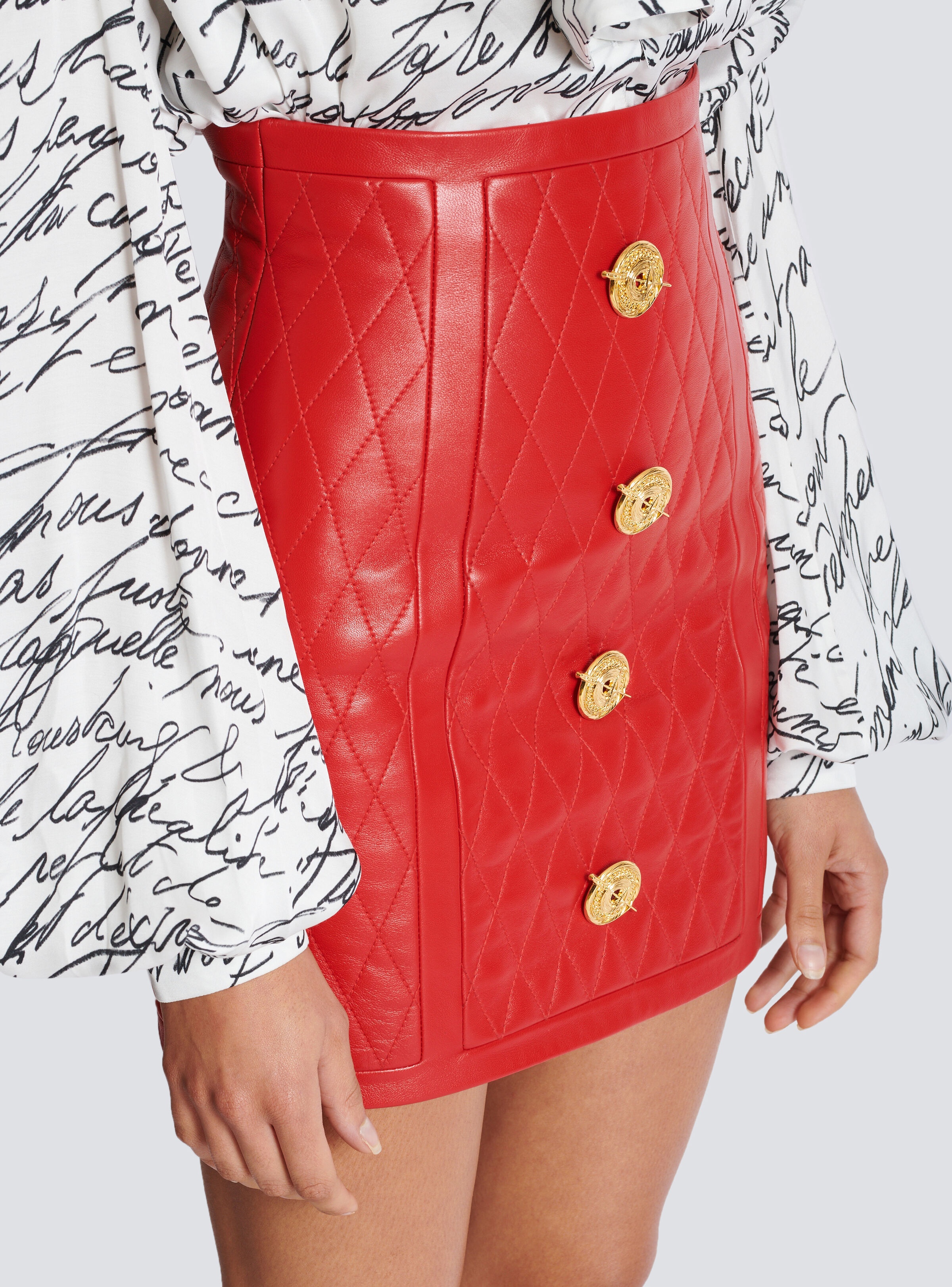 Quilted lambskin skirt with diamond motif - 7