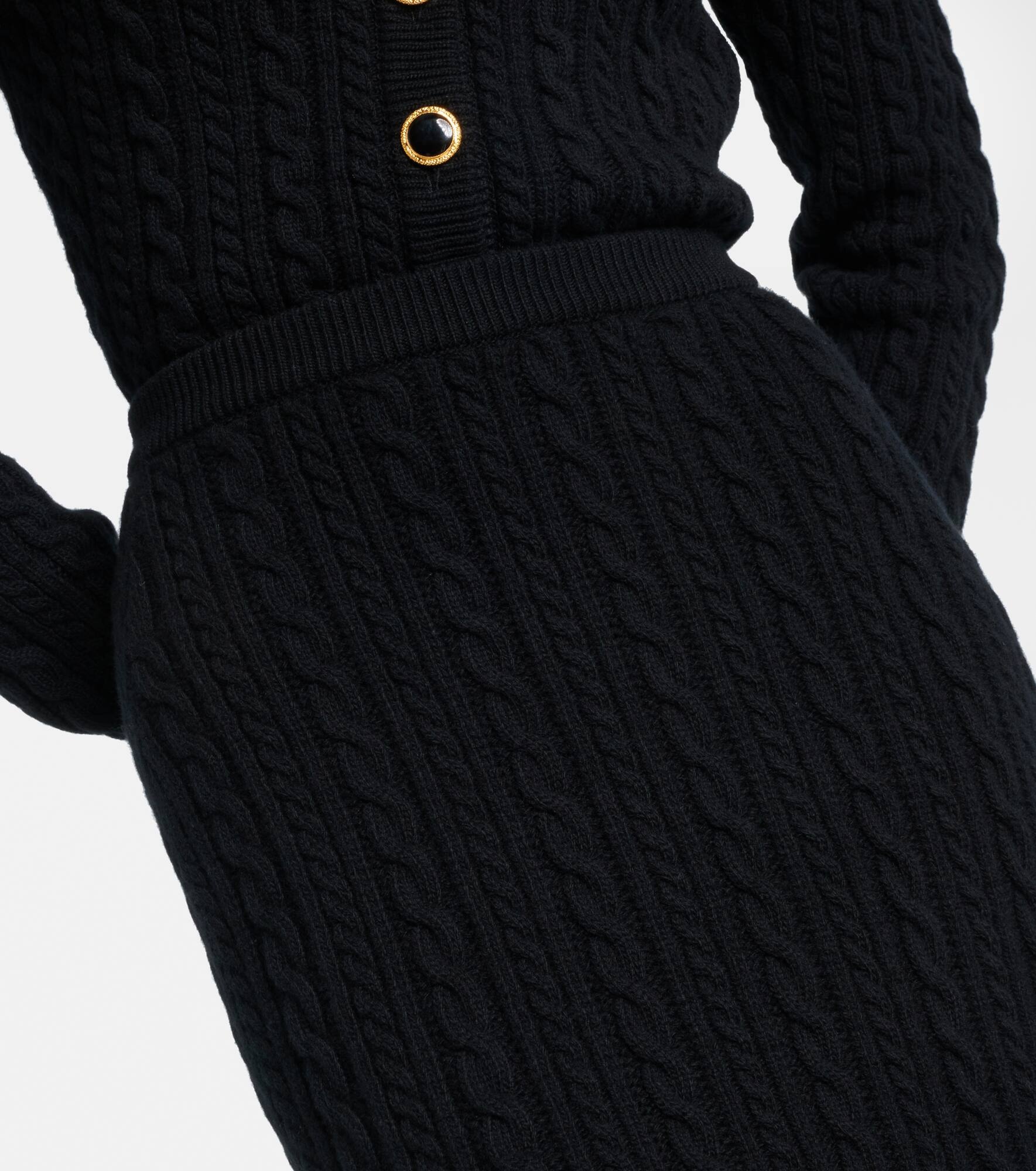Cable-knit wool midi skirt - 4
