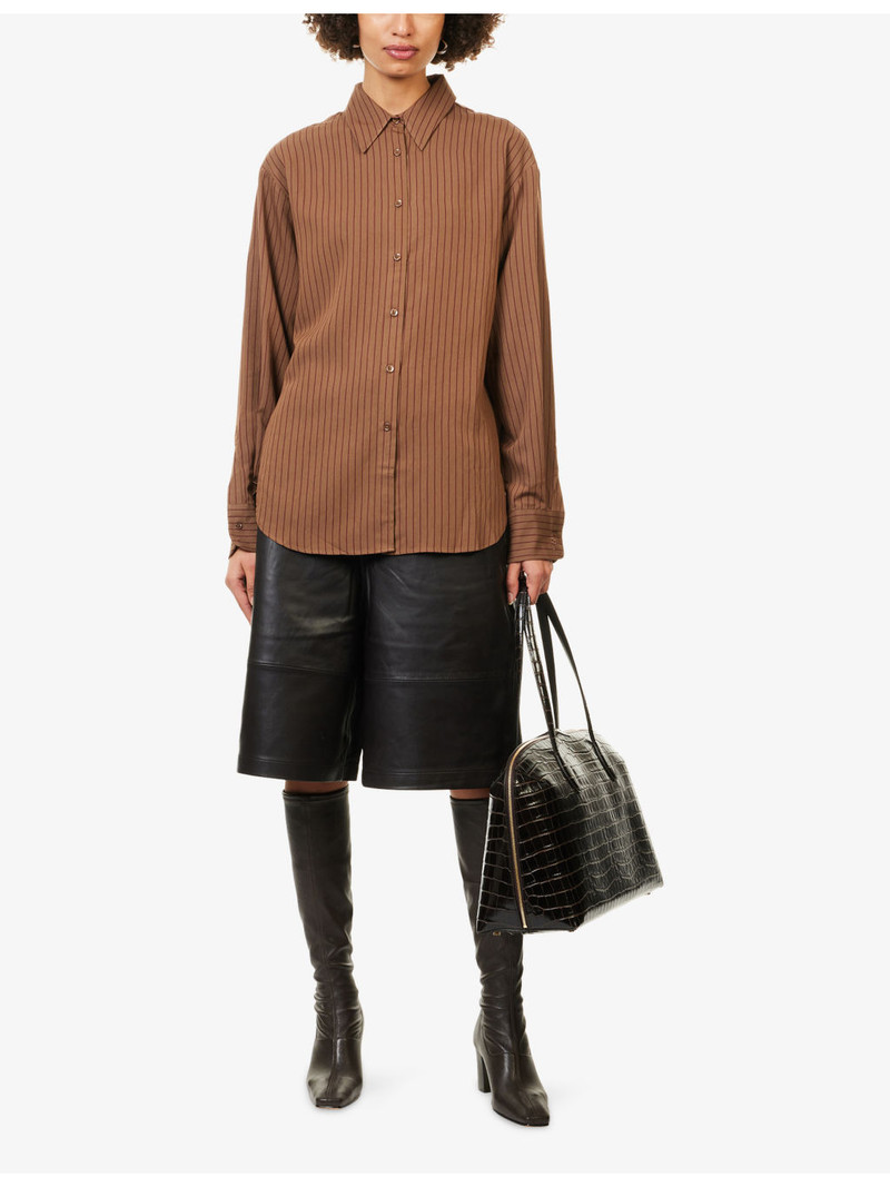 The Frankie Shop Peri Striped Woven Shirt outlook