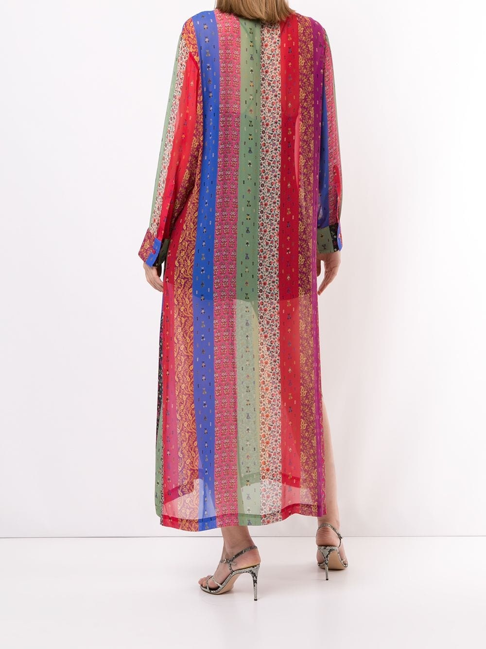 color-block paisley shirt dress - 4