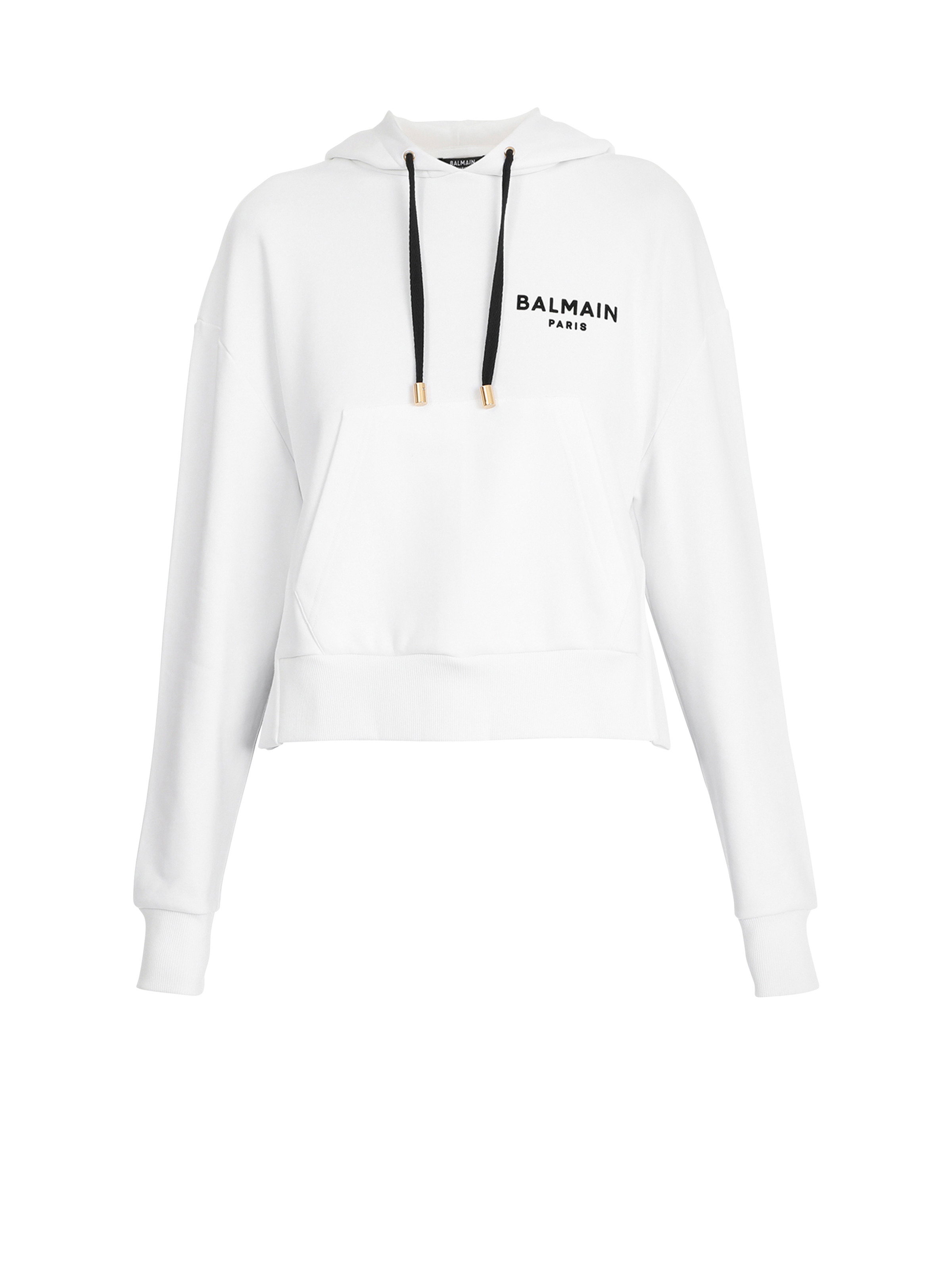 Eco-designed cotton sweatshirt with flocked Balmain logo - 1
