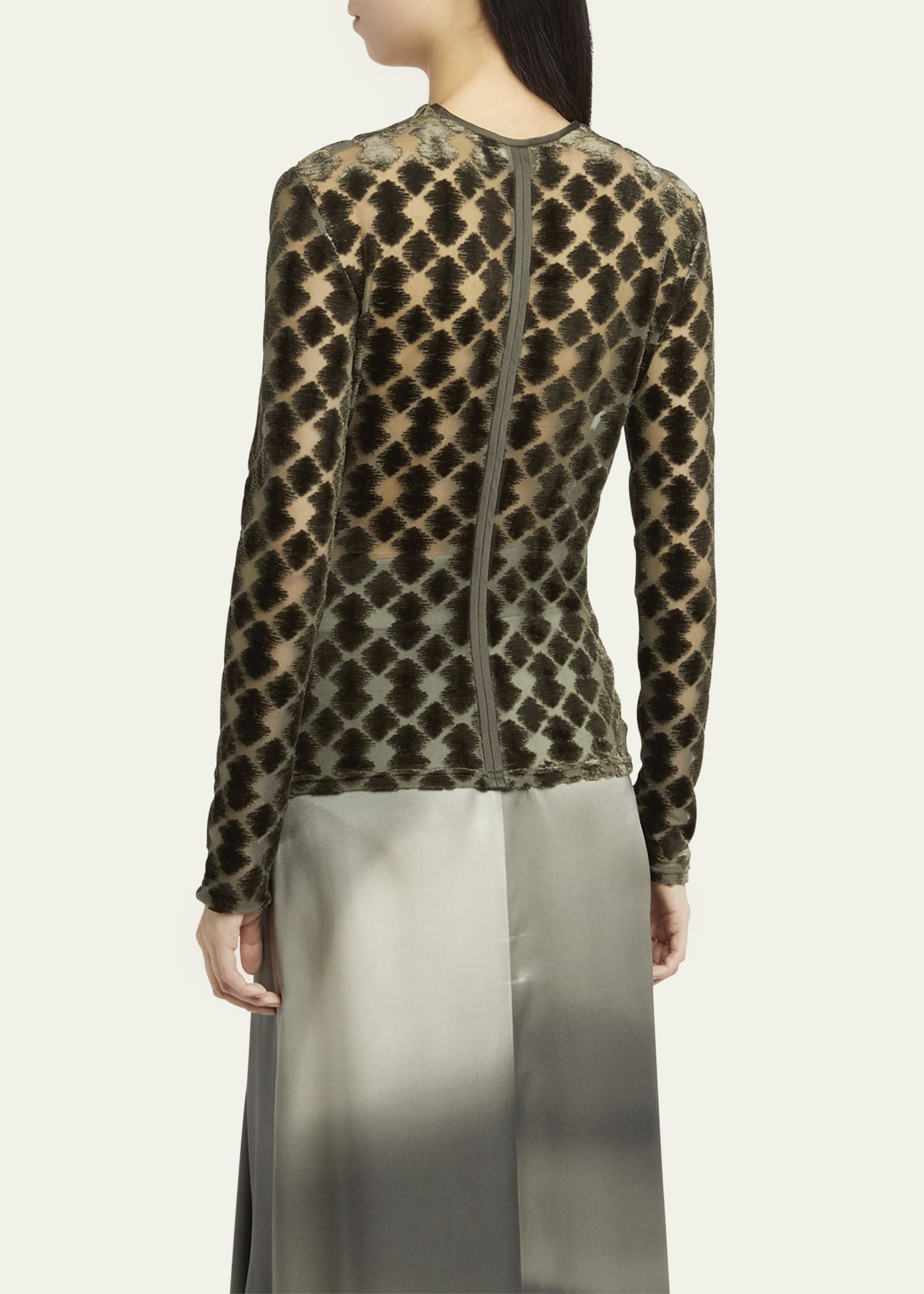Velvet Jersey Jacquard Long-Sleeve Top - 3