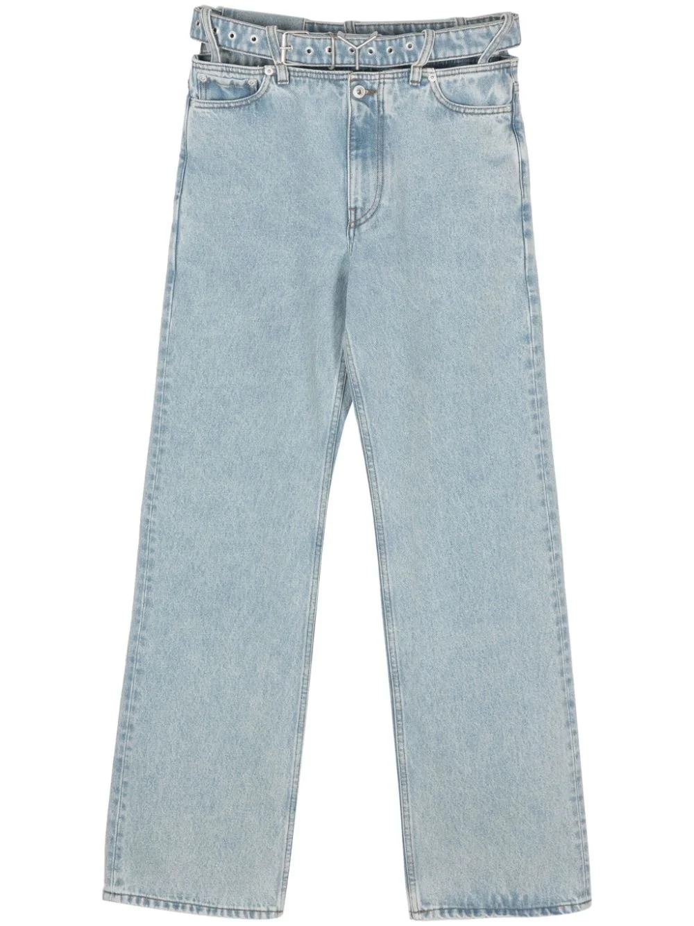 belted wide-leg jeans - 1