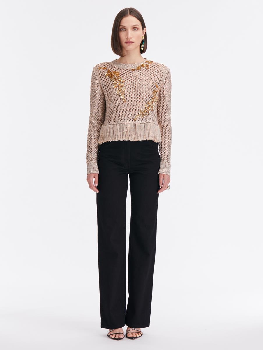 SEQUIN EMBROIDERED CROCHET PULLOVER - 2