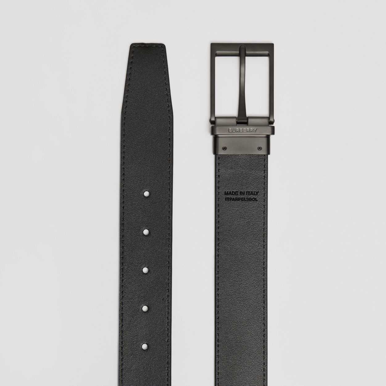 Reversible London Check and Leather Belt - 7
