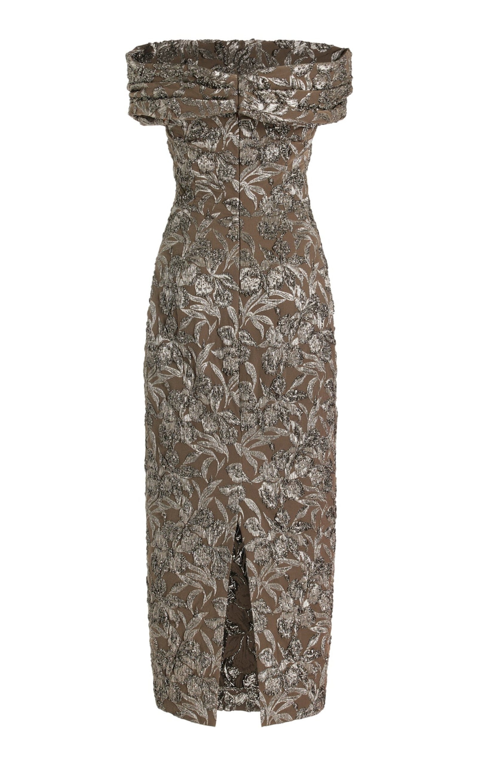 Floral Metallic Jacquard Midi Dress - 5