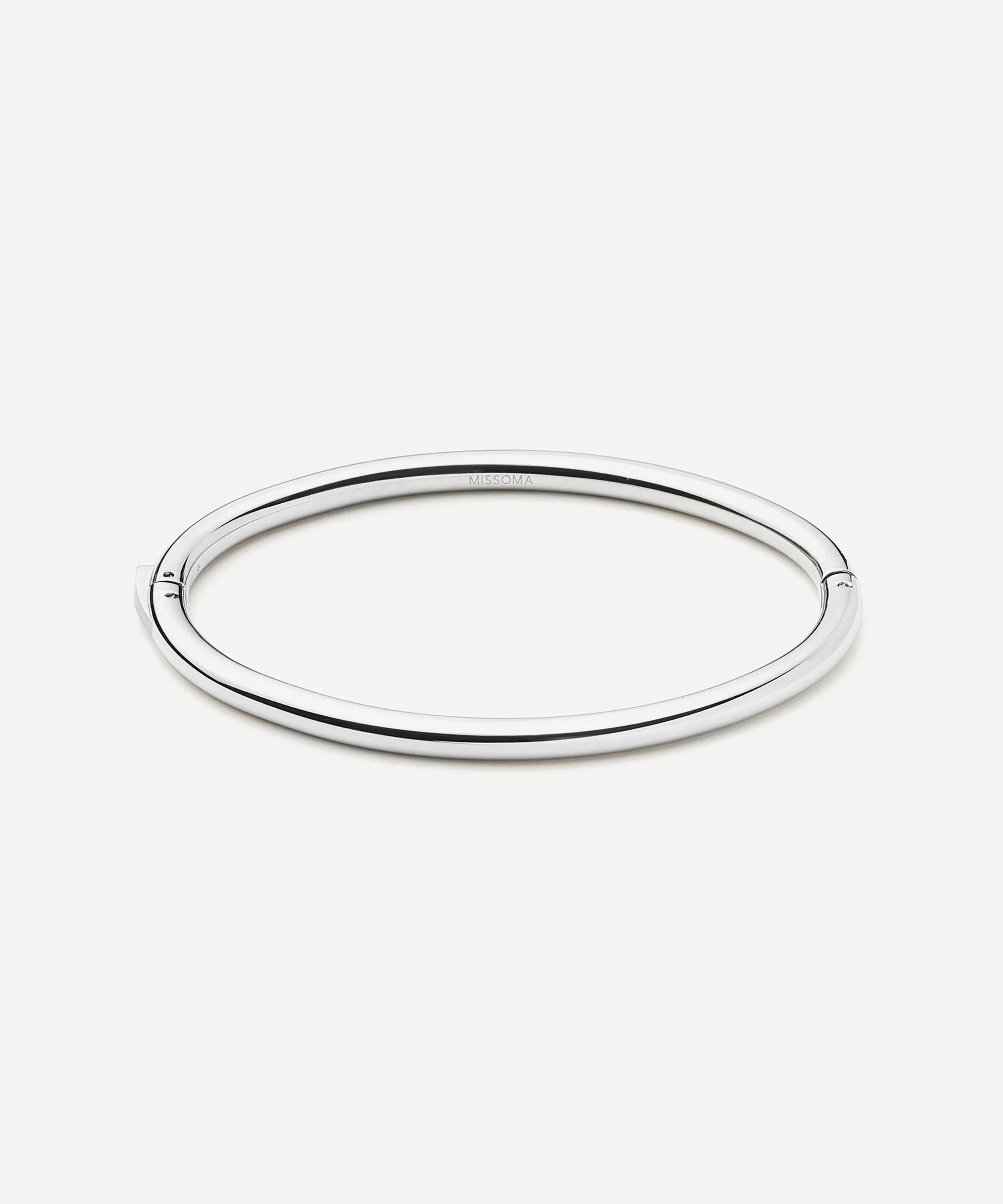 Silver-Plated Classic Round Hinged Bangle Bracelet - 1