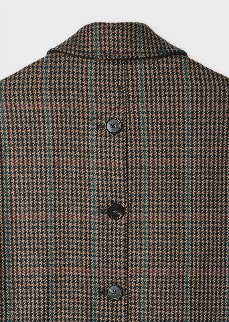 Women's Brown Multi-Houndstooth Wool-Blend Coat 3