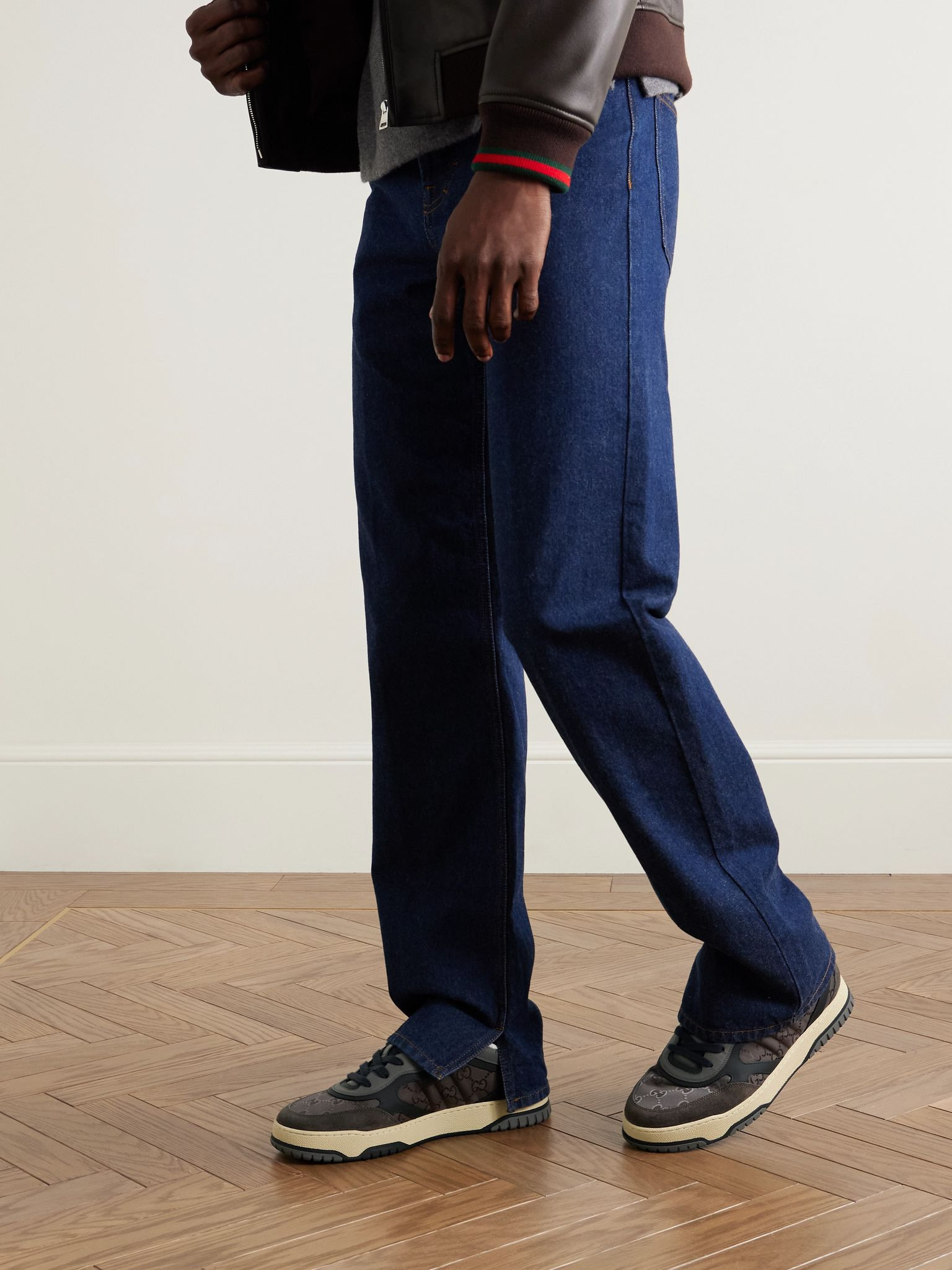 Re-Web Suede and Webbing-Trimmed Canvas and Leather Sneakers Gray - 2