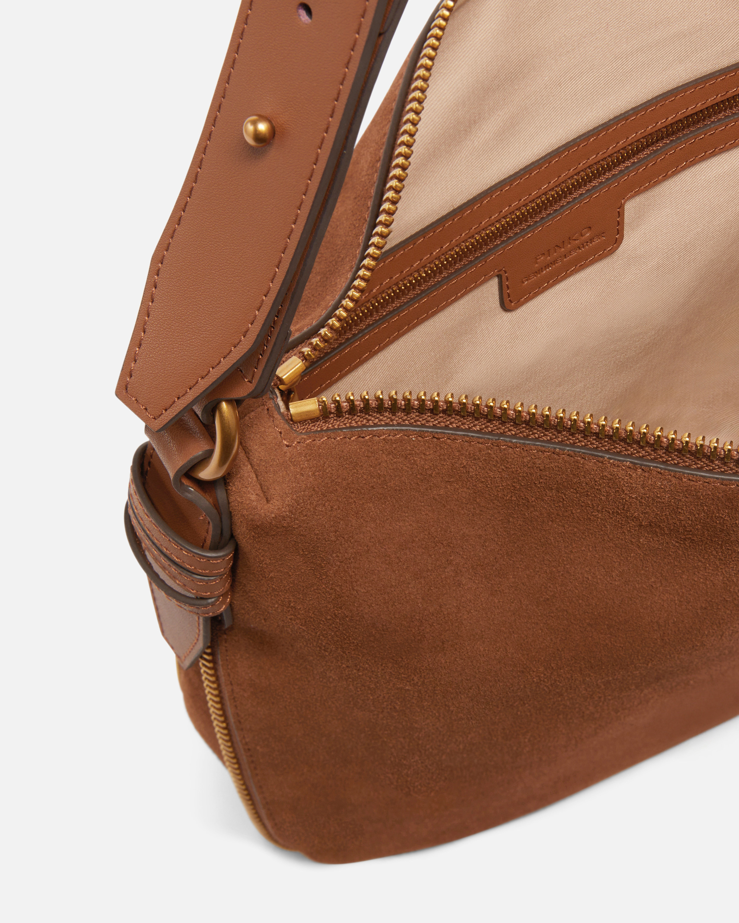 MEDIUM SUEDE HOBO BAG WITH LOVE BIRDS LOGO - 4
