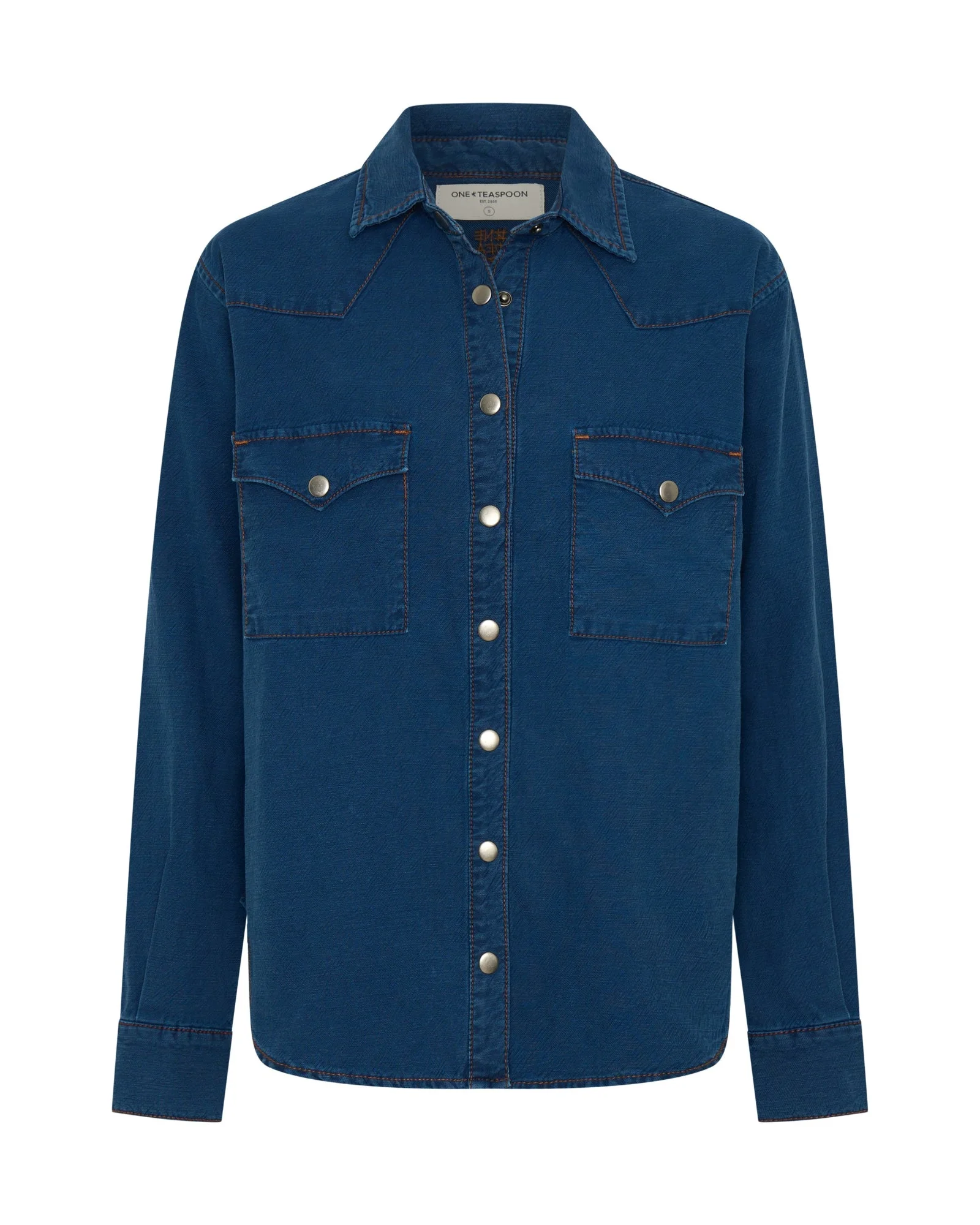 Western Denim Shirt - Deep Blue - 1