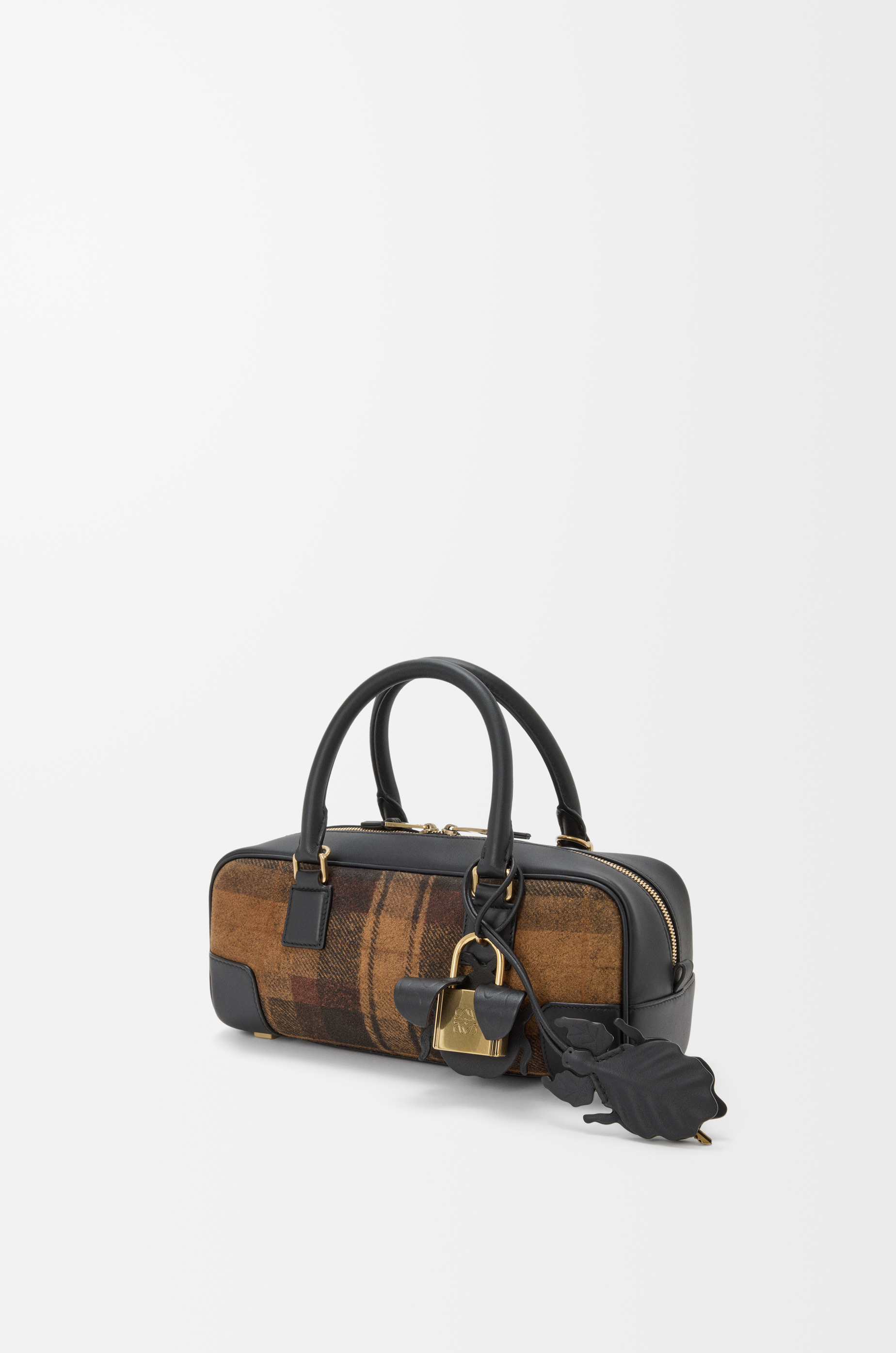 Amazona 23 cropped bag in tartan suede and nappa calfskin - 2