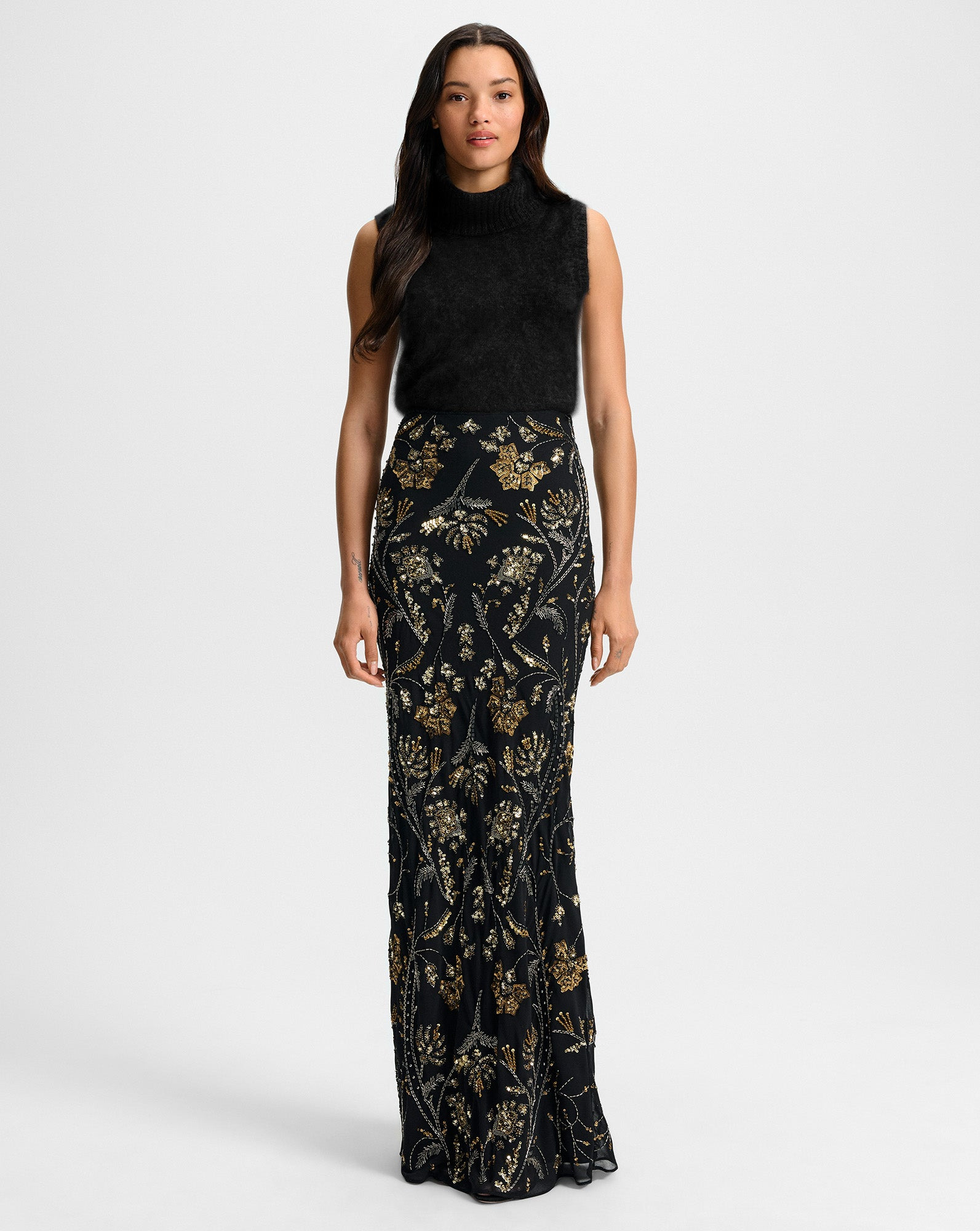 MEDINA FLORAL-EMBELLISHED MAXI SKIRT - 4