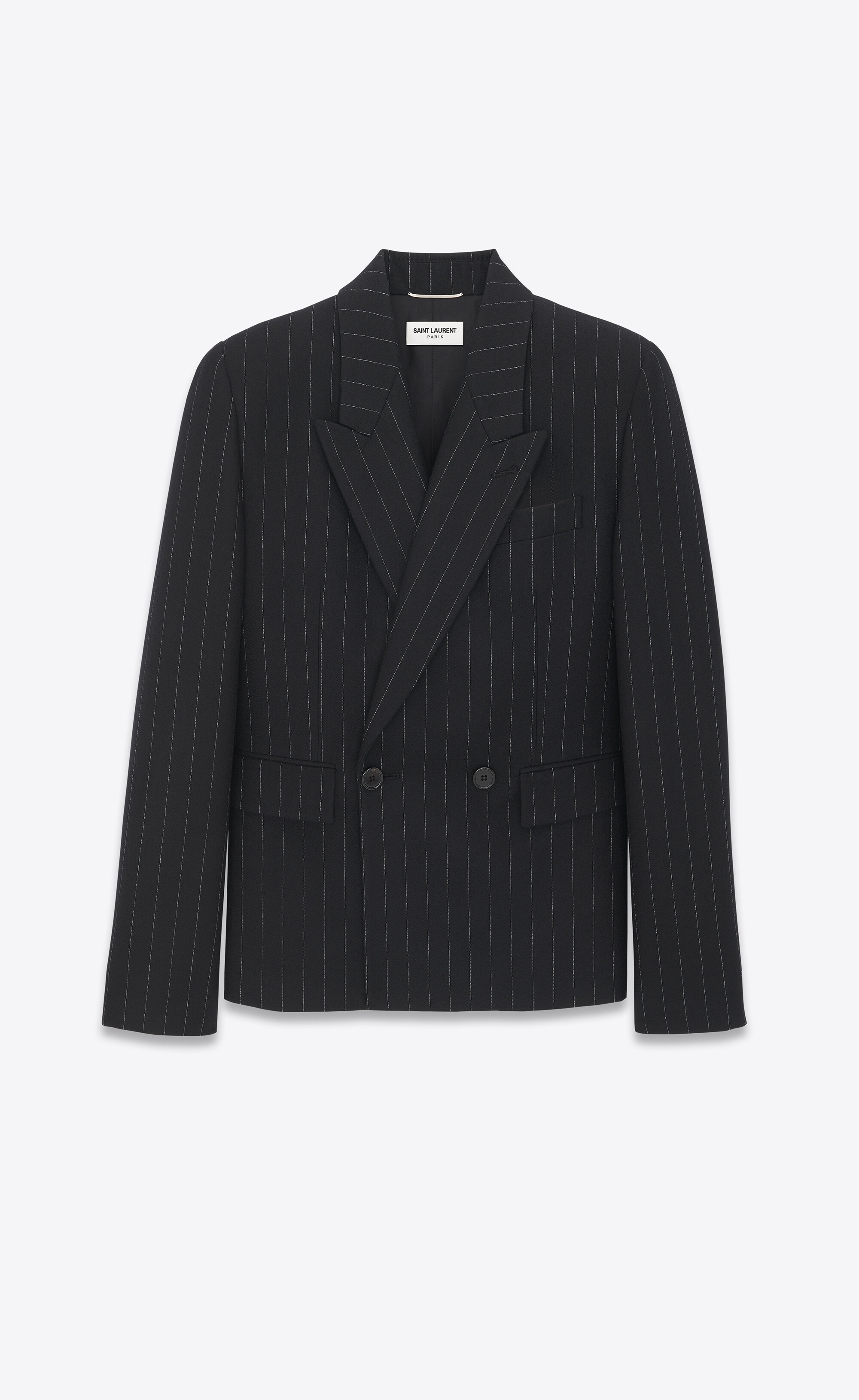 oversized short jacket in striped wool felt - 1