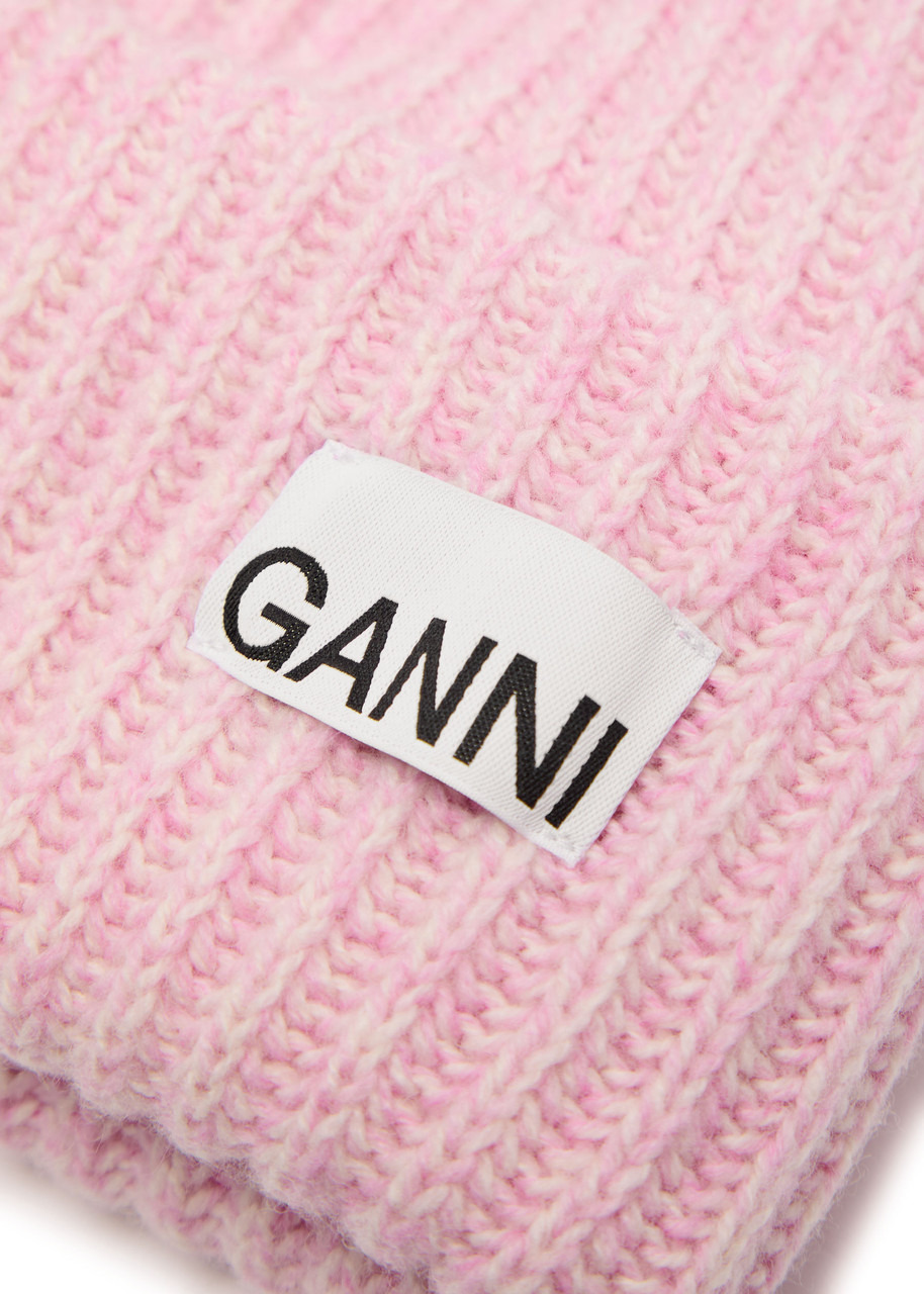 Ganni Logo Ribbed Wool-blend Beanie - 3
