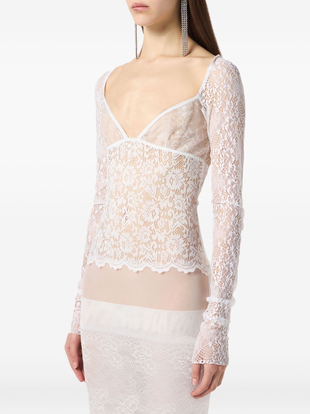 laced long-sleeve maxi dress - 4