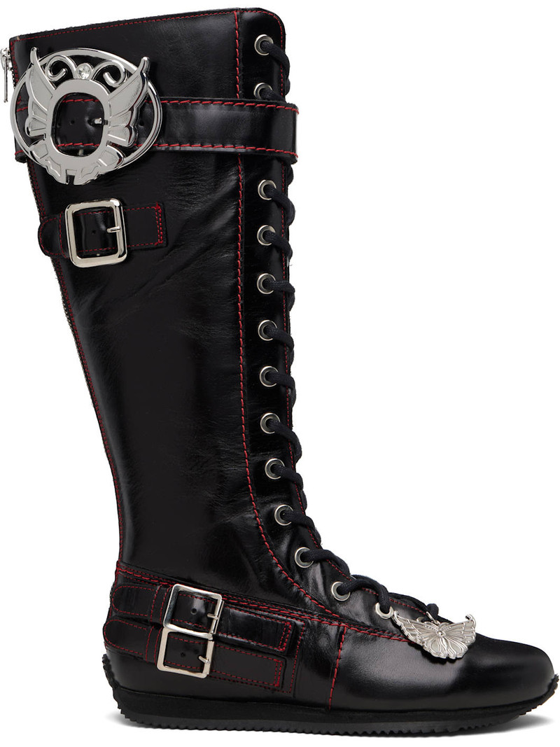 Black Chunky Lace Up Stefanie Tall Boots 1