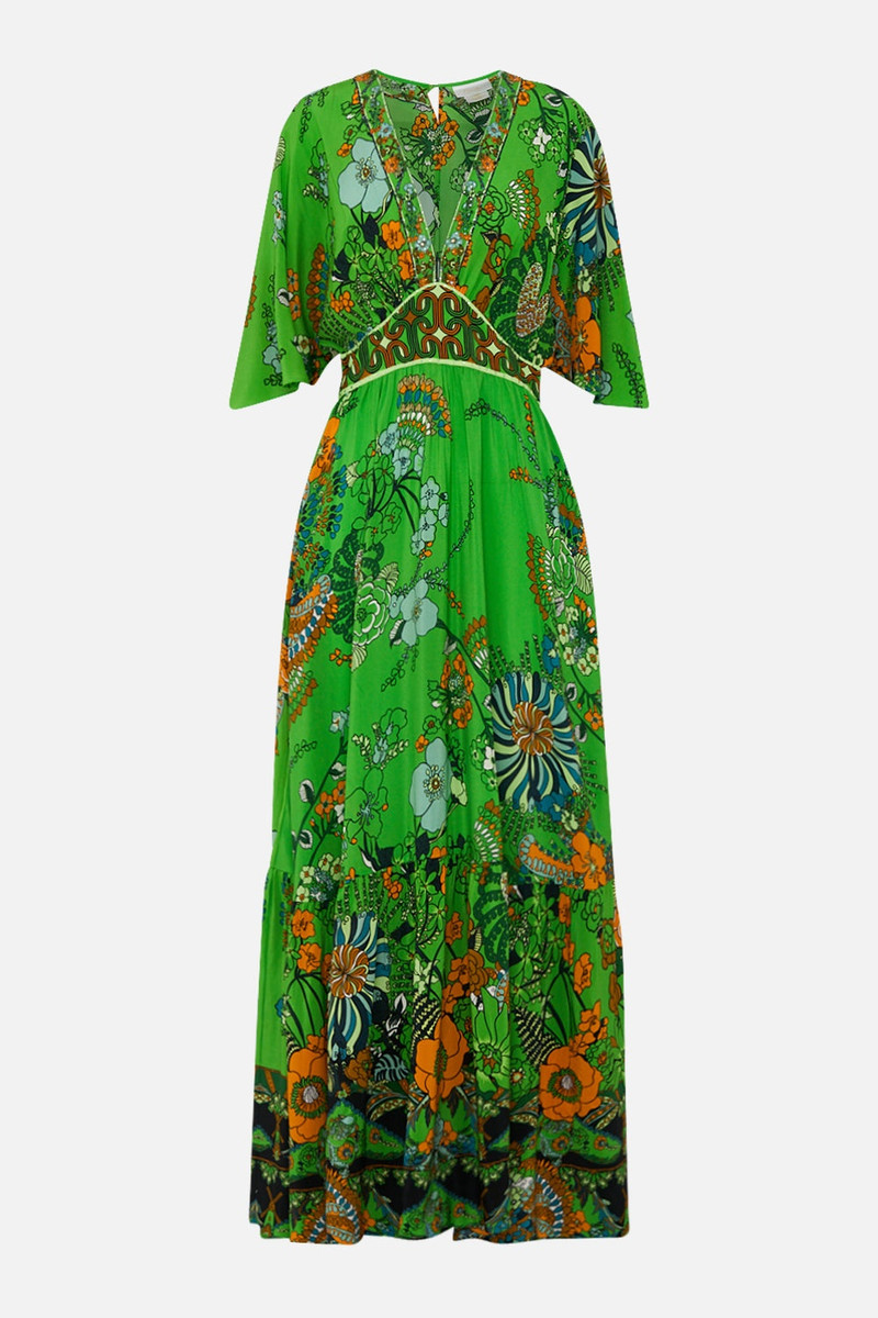 WAISTED DRESS WITH HEM RUFFLE - 1
