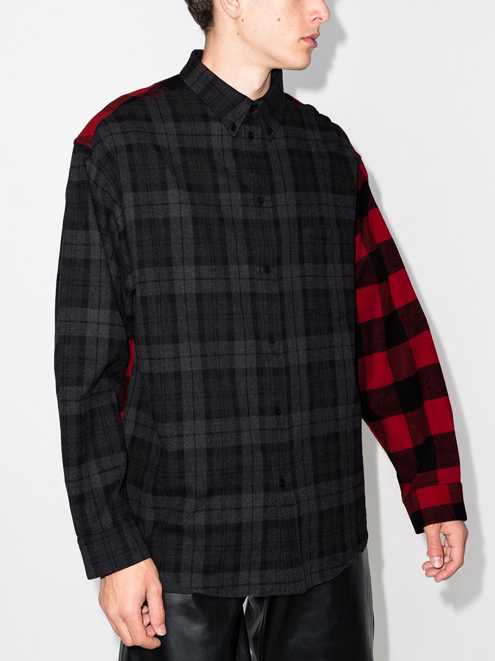 checked patchwork flannel shirt - 2