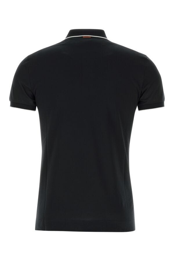 Zegna Men Black Stretch Piquet Polo Shirt - 2