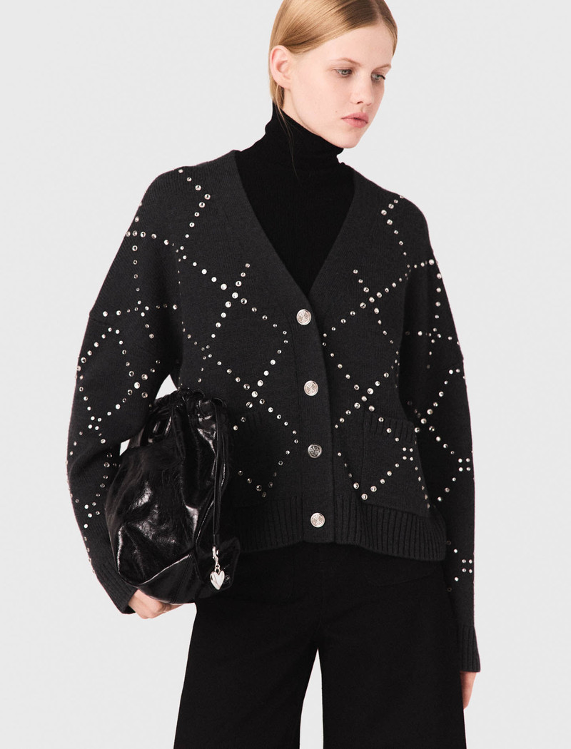 Rhinestone check cardigan 5