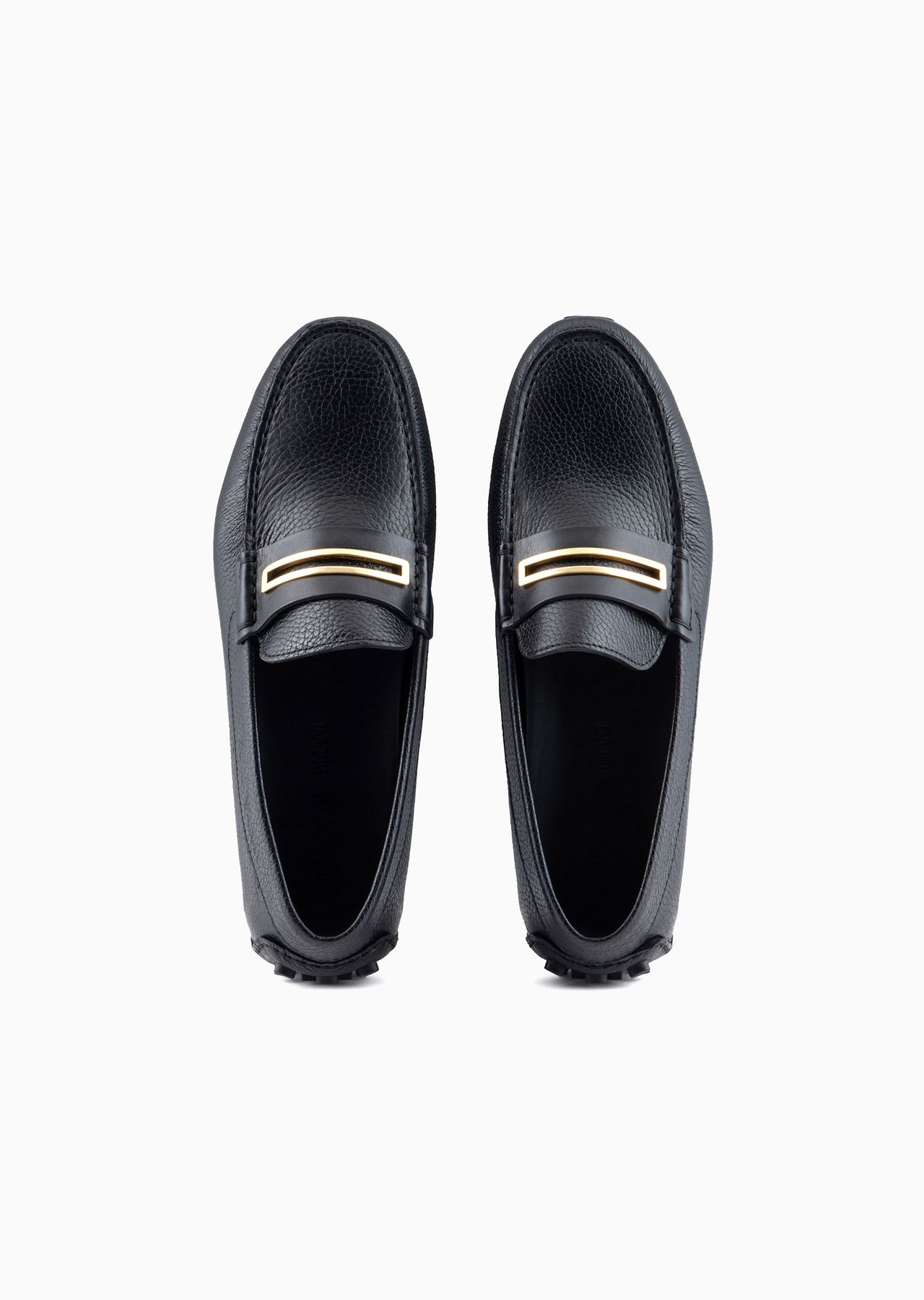 Pebbled leather driving loafers with stirrup bar - 3