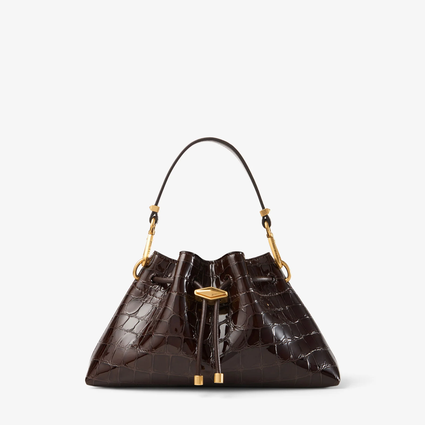 null Sambuco Shiny Croc-Embossed Leather Shoulder Bag - 1