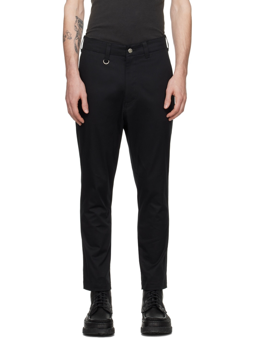 Black Slim-Fit Trousers - 1