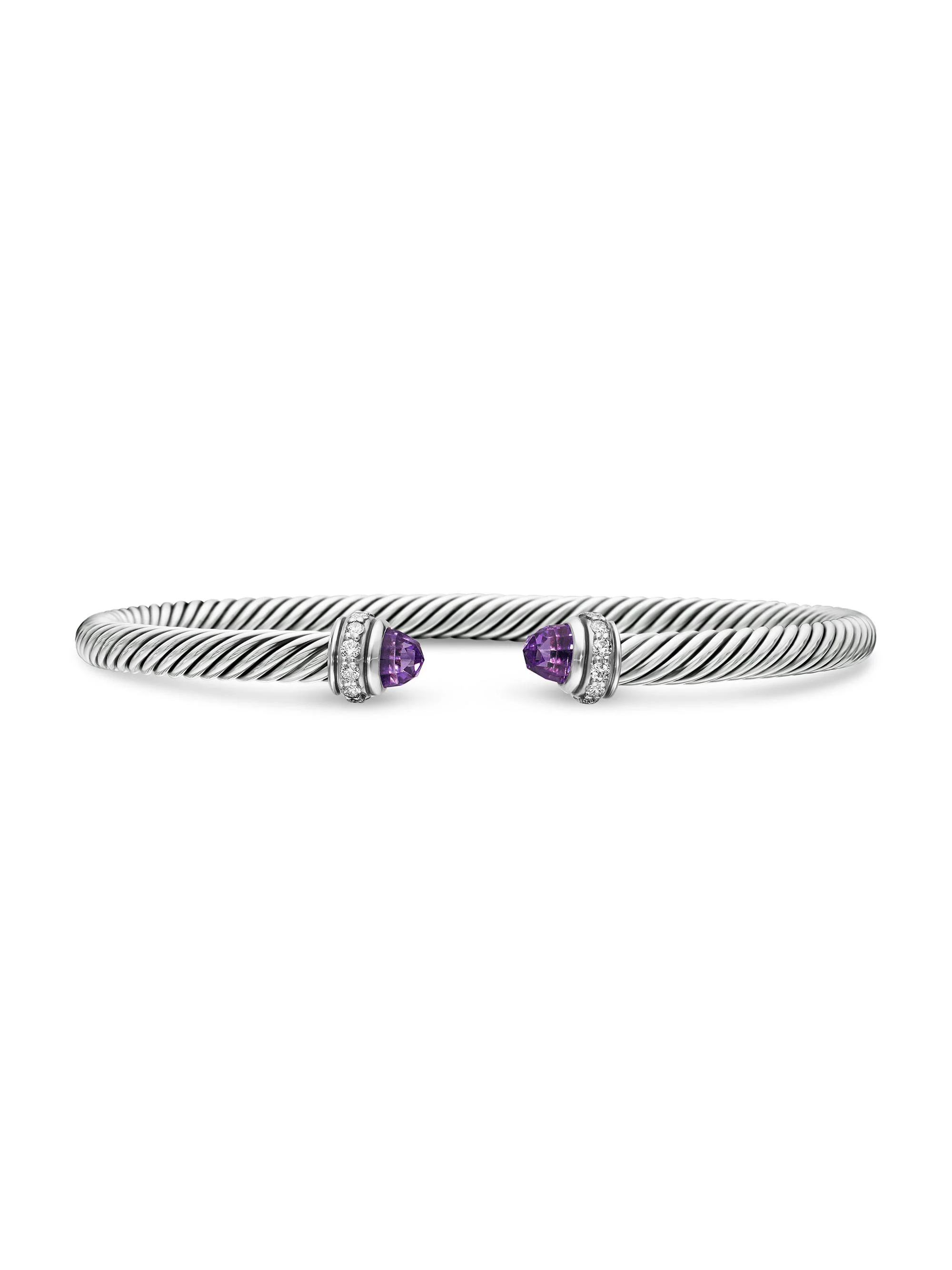 Women's Classic Cable Bracelet in Sterling Silver - Amethyst - 1