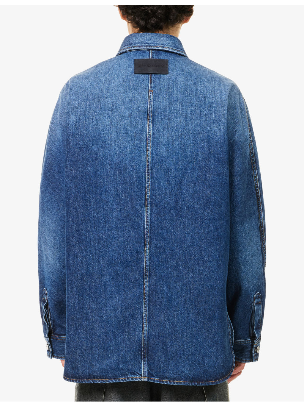 Oversized Classic-Collar Denim Overshirt - 4