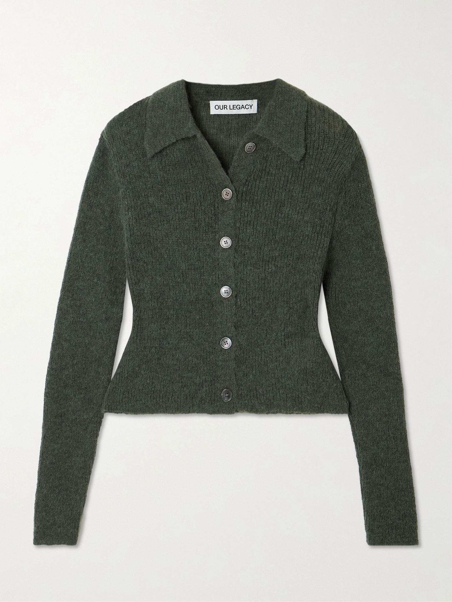 Mazzy brushed alpaca-blend cardigan Green - 1