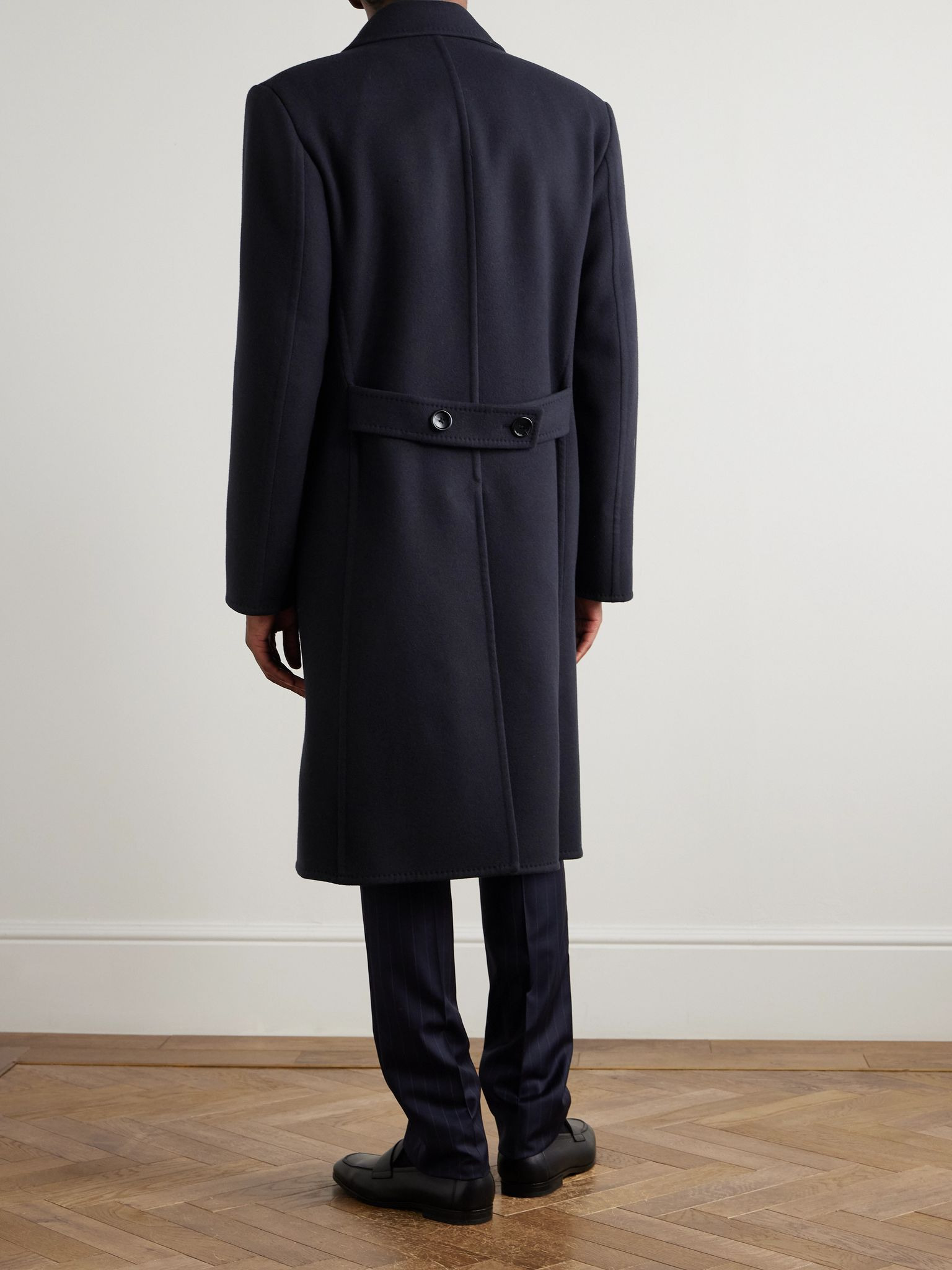 Double-Breasted Wool Overcoat Navy - 4