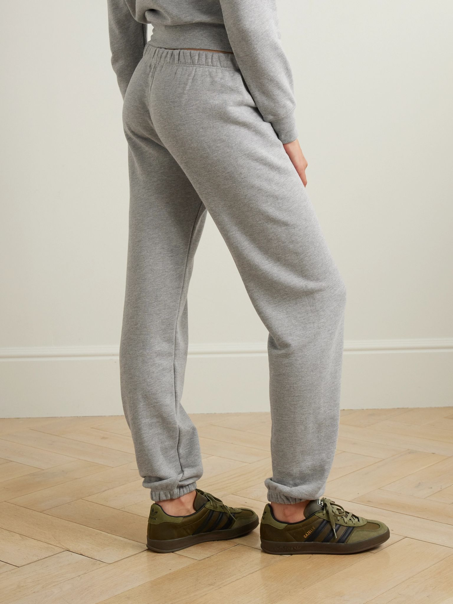 Cotton and modal-blend jersey tapered track pants Gray - 3