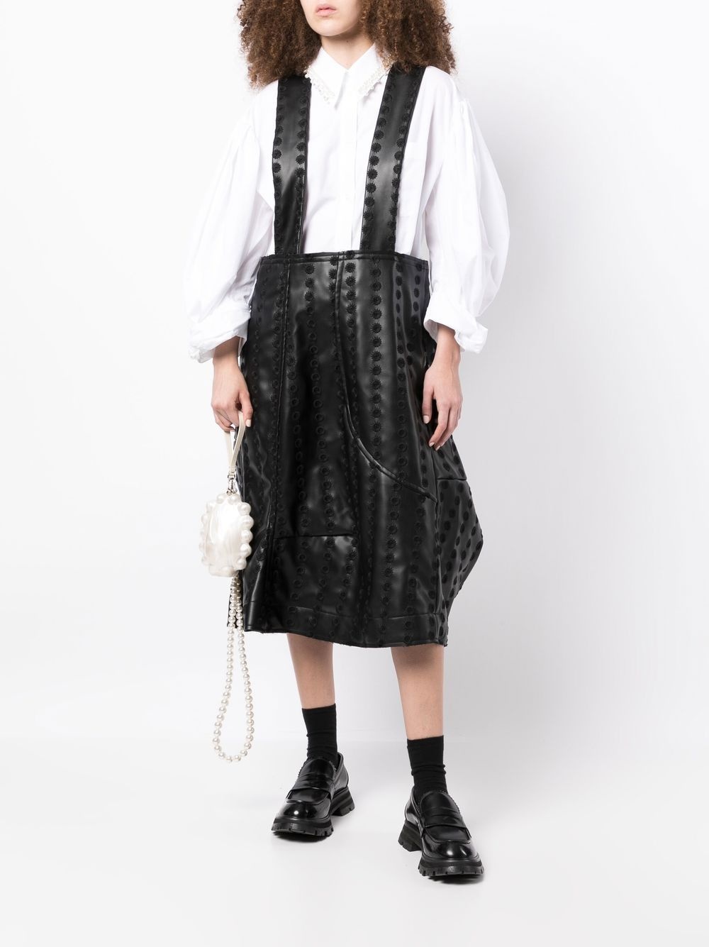 faux-leather pinafore skirt - 2