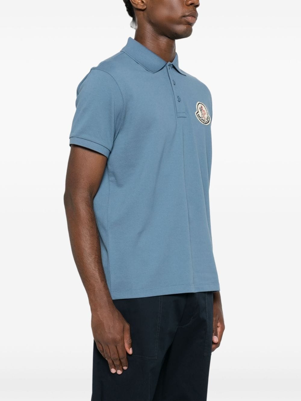 logo-patch cotton polo shirt - 3