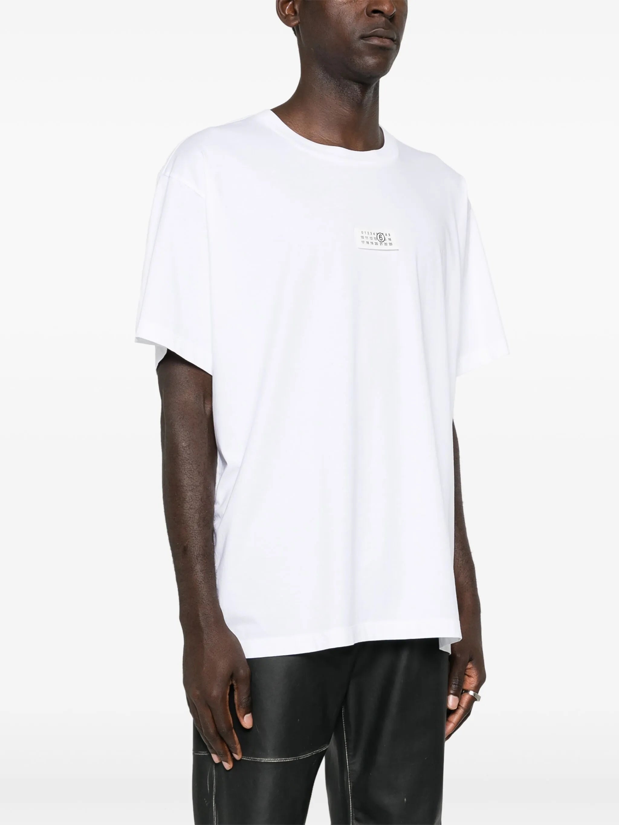 Numbers Motif-patch Cotton T-shirt - 5