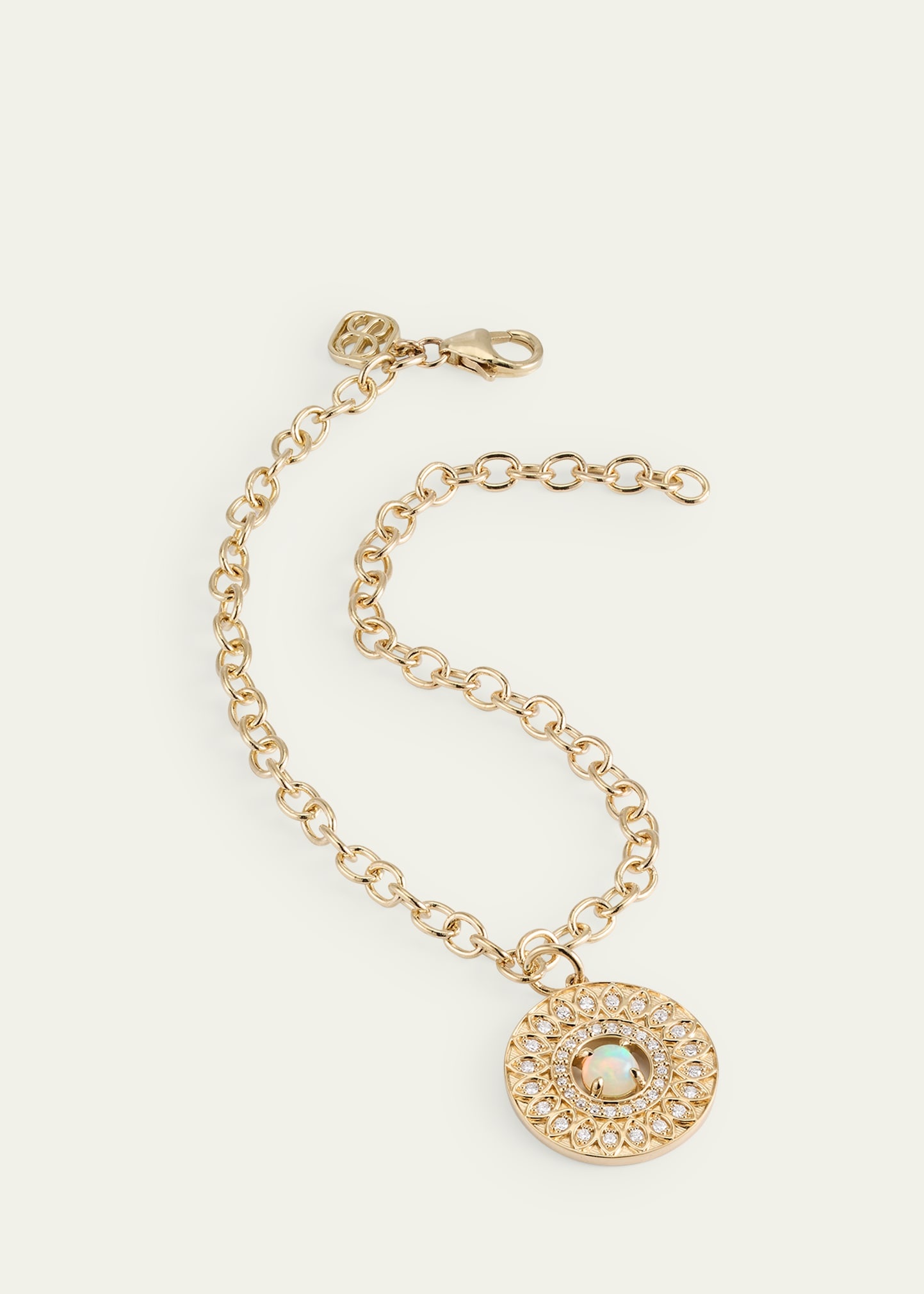 Marquise Eye Wheel Charm, Opal and Diamond Chain Bracelet - 3