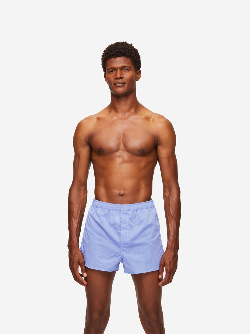 Men's Modern Fit Boxers Amalfi Cotton Batiste Blue - 3