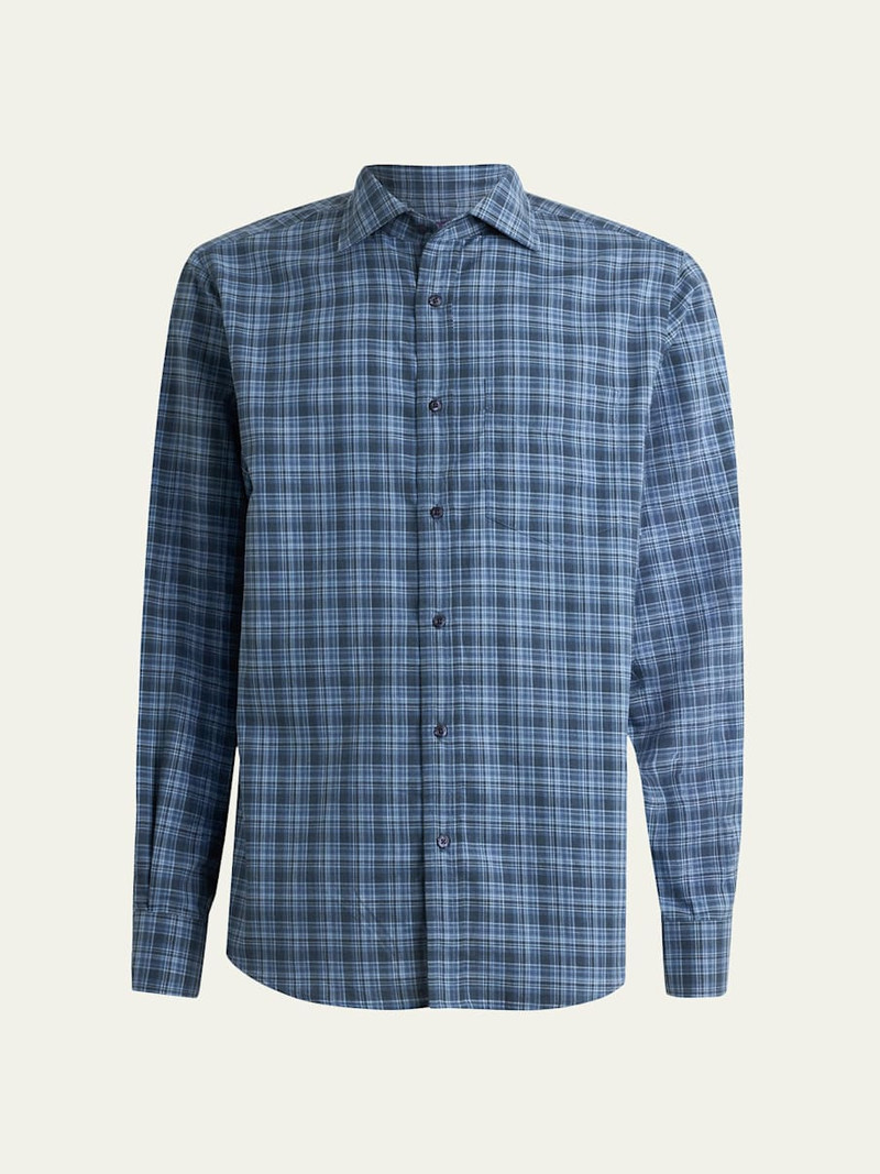 Men's Aston Cotton Plaid Pocket Sport Shirt 1
