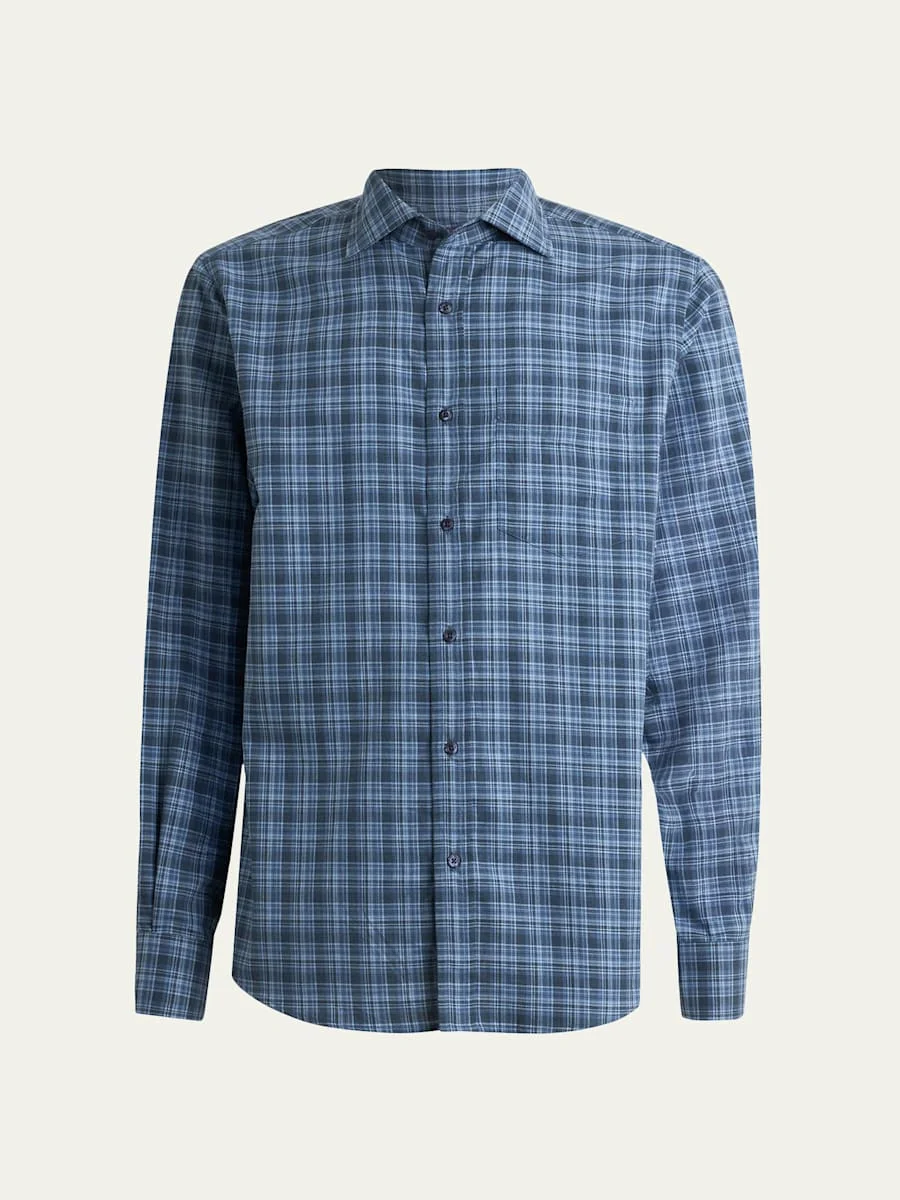 Men's Aston Cotton Plaid Pocket Sport Shirt - 1