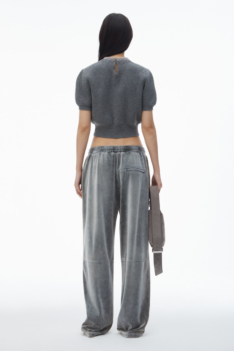 Short Sleeve Tee in Wool Blend with Crystal Hotfix Trim 4