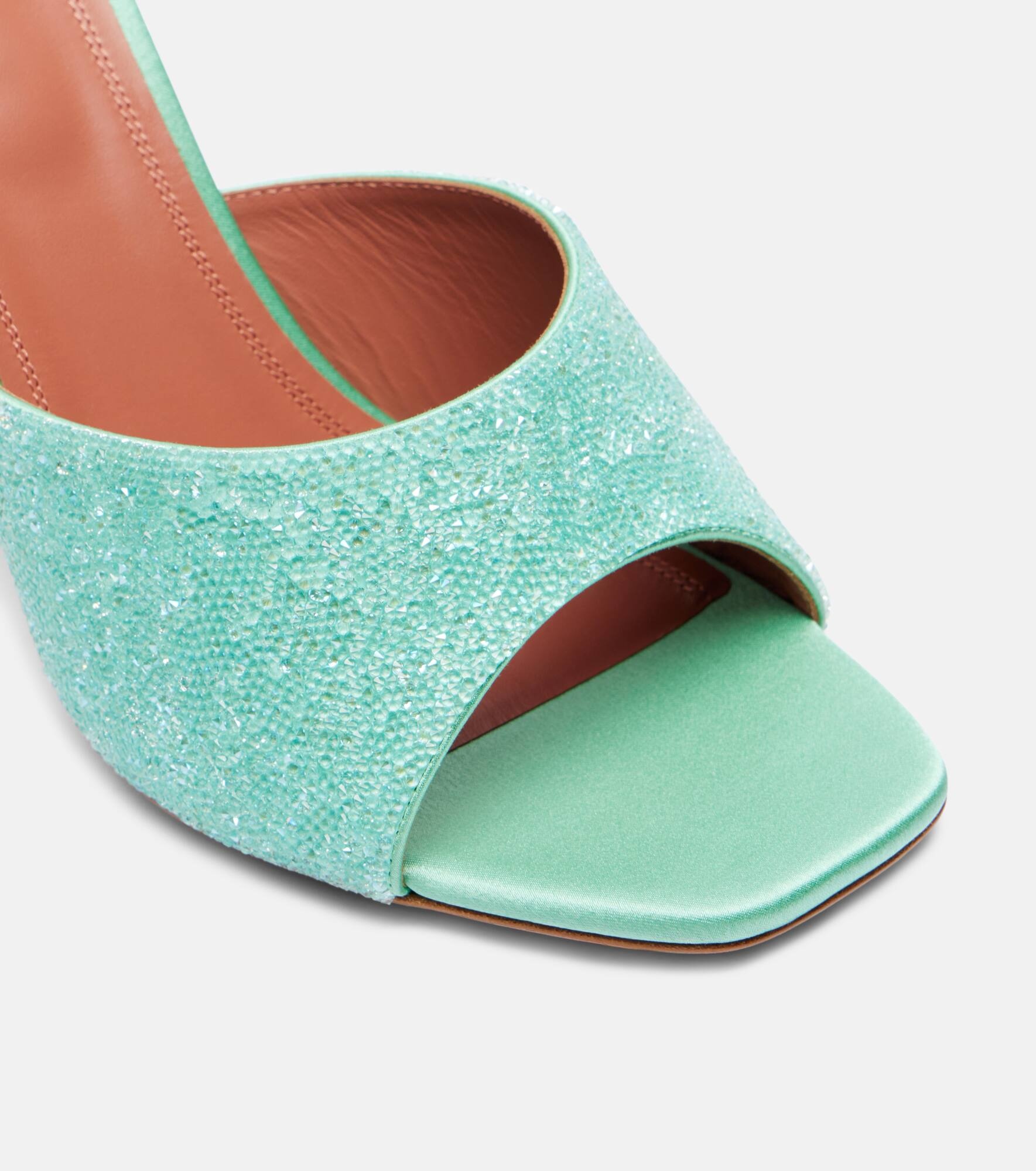 Lupita 95 crystal-embellished satin mules - 5