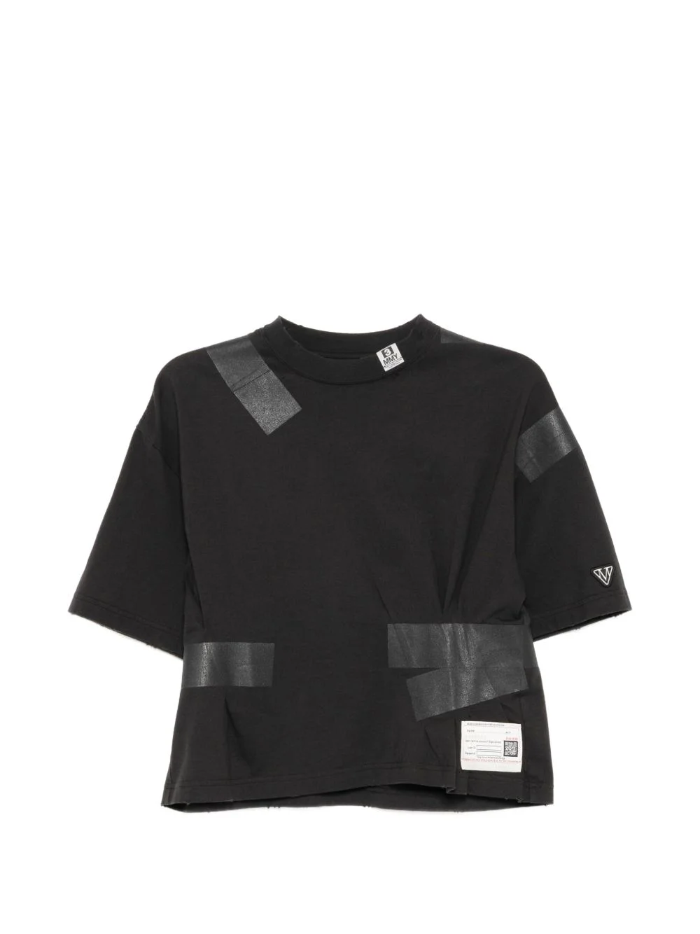 logo-patched pleated T-shirt - 1