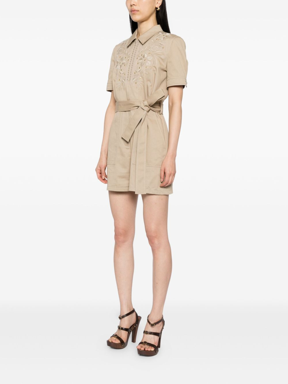 embroidered gabardine jumpsuit - 3