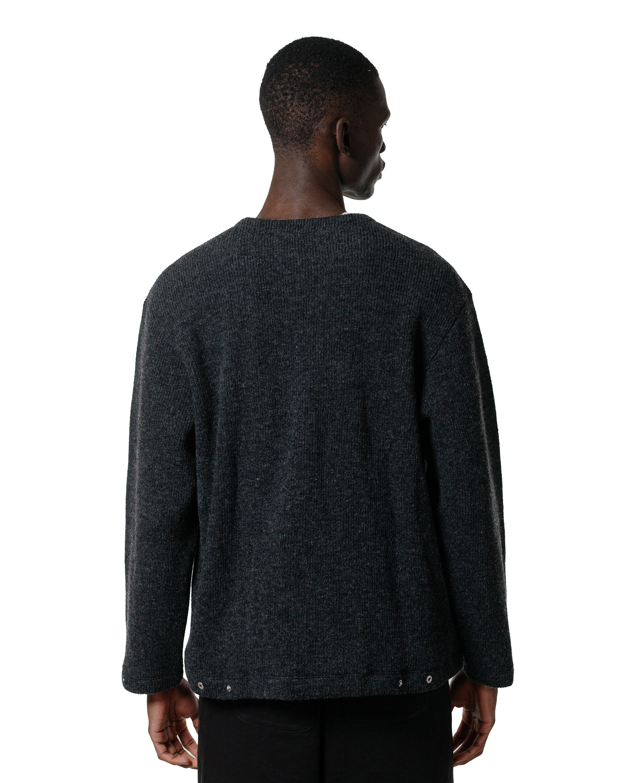 V Neck Snap Sweater Charcoal - 3