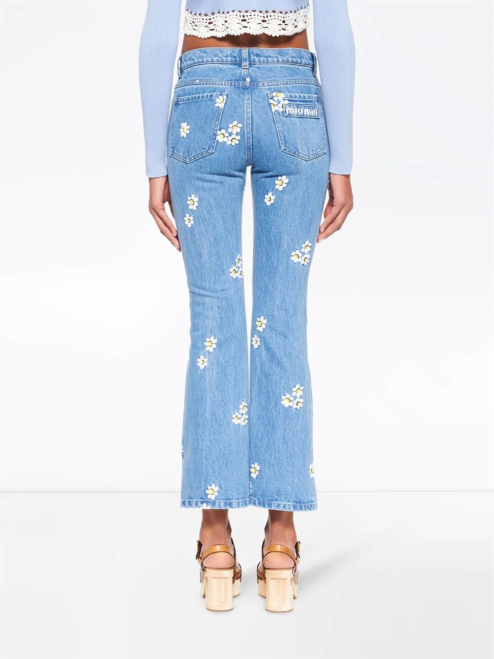 floral embroidered jeans - 4