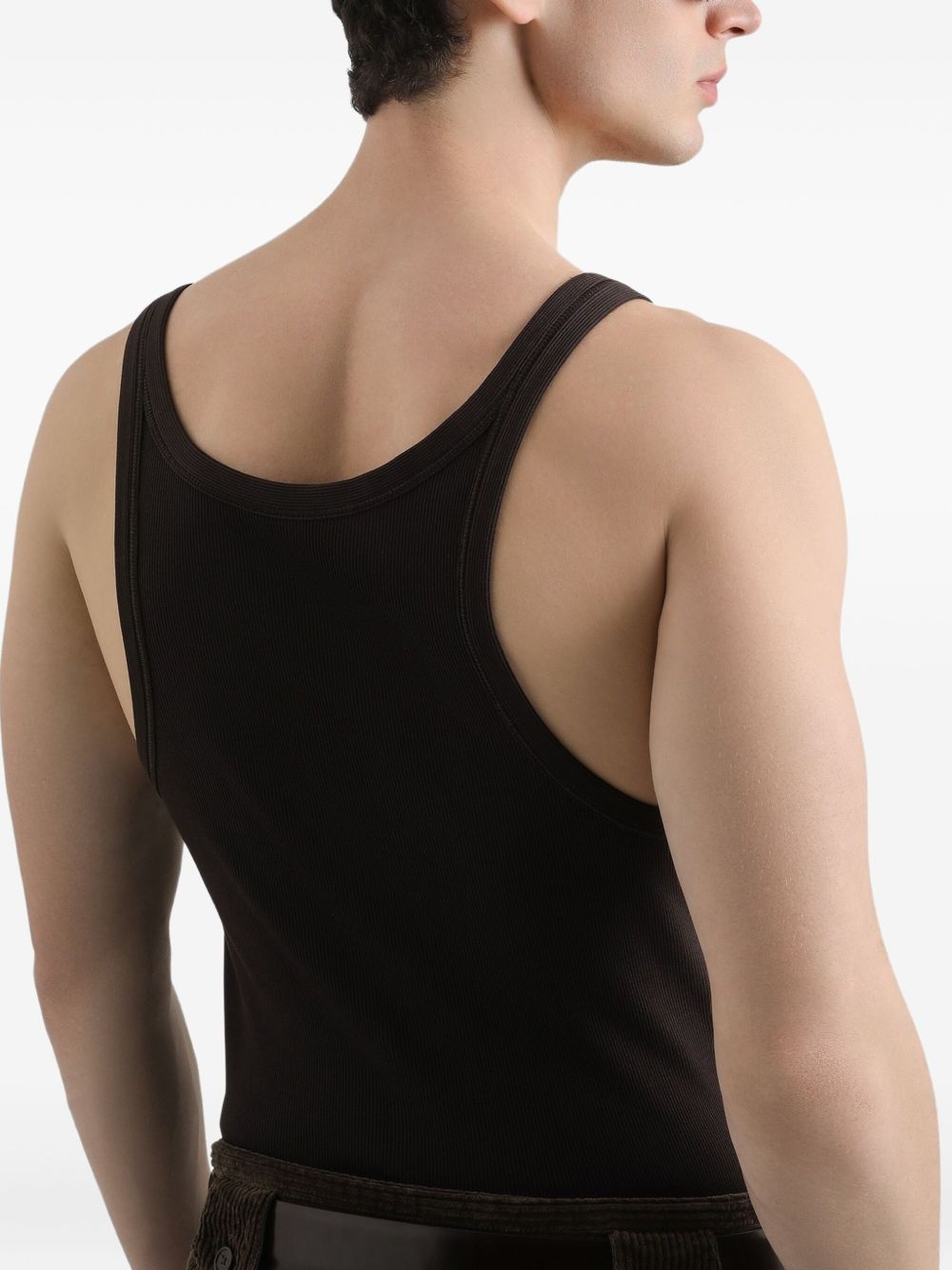 logo-embroidered ribbed tank top - 5