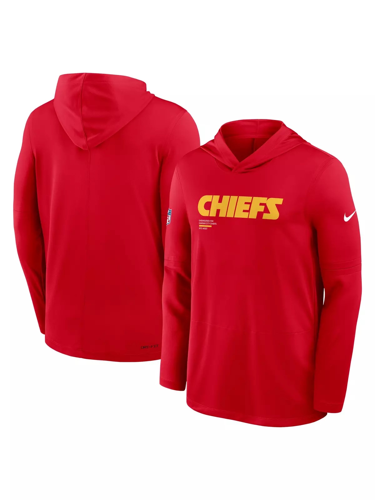 Kansas City Chiefs Long Sleeve Hoodie Tee-Red - 3