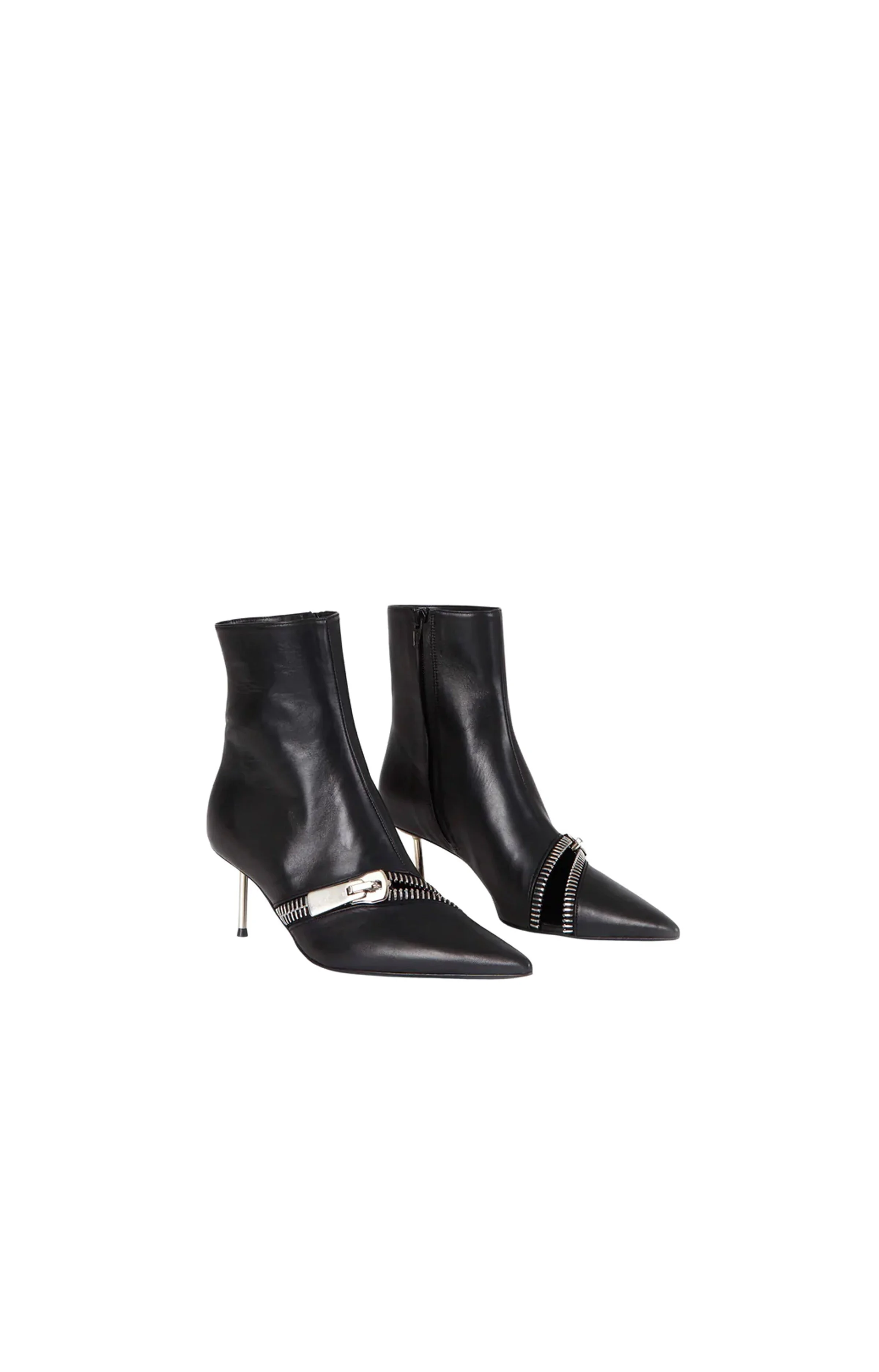 ZIP ANKLE BLACK LEATHER BOOT - 1